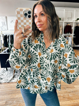 Heidi Printed Collared Top-Tops Casual-VerClare Boutique