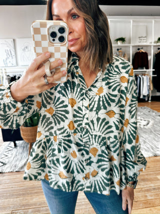 Heidi Printed Collared Top-Tops Casual-VerClare Boutique