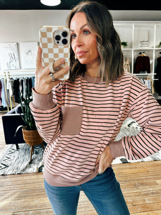 Giada Brushed Stripe Top-Tops Basic Print-VerClare Boutique