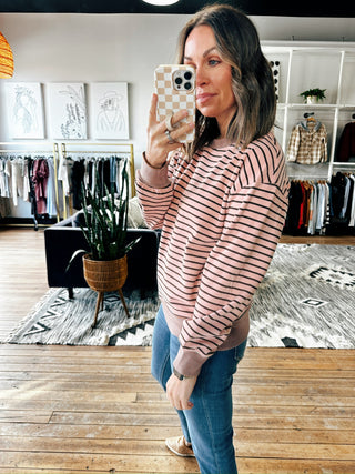 Giada Brushed Stripe Top-Tops Basic Print-VerClare Boutique