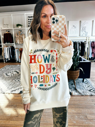 Howdy Holidays Sweatshirt-Jackets & Kimonos-VerClare Boutique