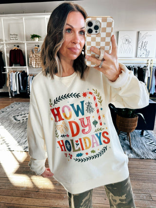 Howdy Holidays Sweatshirt-Jackets & Kimonos-VerClare Boutique