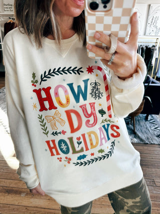 Howdy Holidays Sweatshirt-Jackets & Kimonos-VerClare Boutique