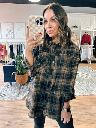 Elise Plaid Flannel Shirt-Tops Casual-VerClare Boutique
