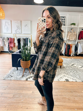 Elise Plaid Flannel Shirt-Tops Casual-VerClare Boutique