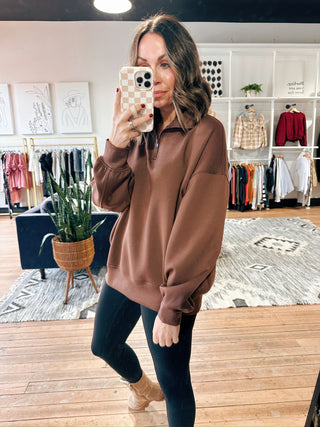 Tessa Scuba Half Zip Pullover-3 Colors-Jackets & Kimonos-VerClare Boutique