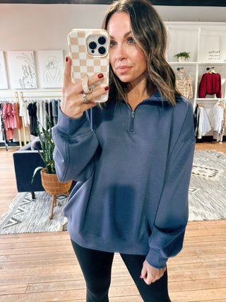 Tessa Scuba Half Zip Pullover-3 Colors-Jackets & Kimonos-VerClare Boutique