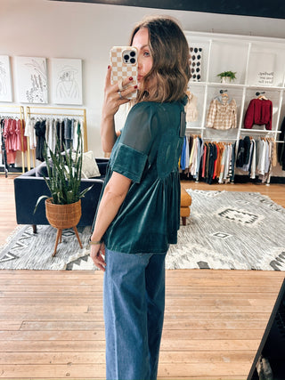 Alira Velvet Lace Babydoll Top-Tops Casual-VerClare Boutique