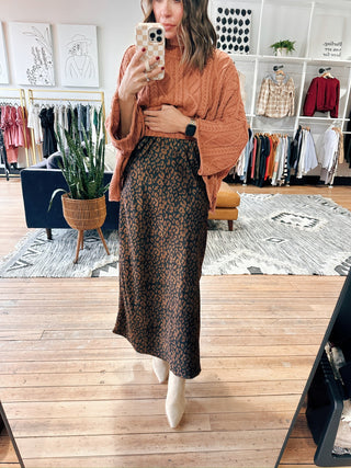 Leopard Satin Skirt-Bottoms-VerClare Boutique