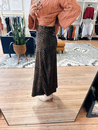 Leopard Satin Skirt-Bottoms-VerClare Boutique
