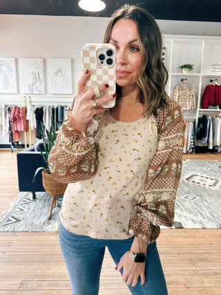 Cleo Floral Rib Knit Top-Tops Casual-VerClare Boutique