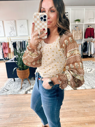 Cleo Floral Rib Knit Top-Tops Casual-VerClare Boutique