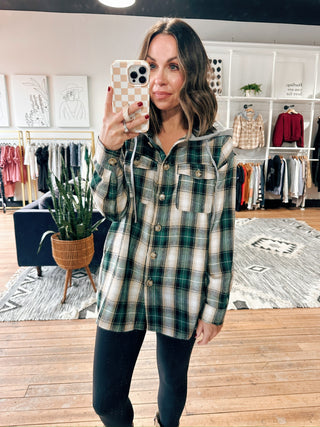 Selene Hooded Plaid Shirt-Jackets & Kimonos-VerClare Boutique