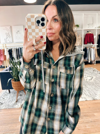 Selene Hooded Plaid Shirt-Jackets & Kimonos-VerClare Boutique