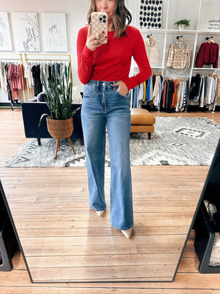 Angela Super High Rise Baggy Wide Jeans-Bottoms-VerClare Boutique