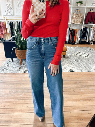 Angela Super High Rise Baggy Wide Jeans-Bottoms-VerClare Boutique