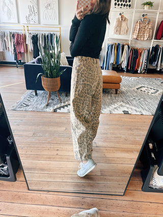 Jade Leopard Barrel Pants-Bottoms-VerClare Boutique