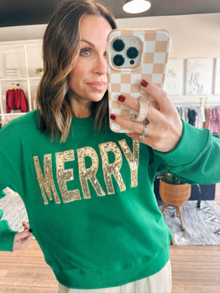 "Merry" Sequin Sweatshirt-Sweaters-VerClare Boutique
