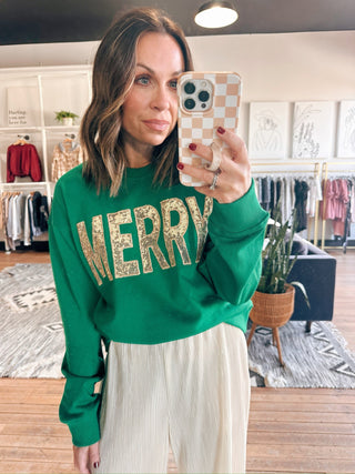 "Merry" Sequin Sweatshirt-Sweaters-VerClare Boutique