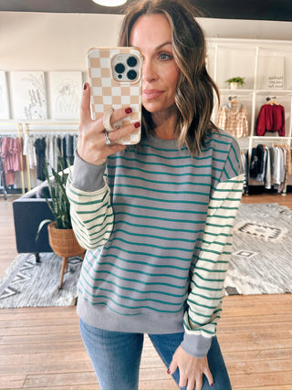 Camila Striped French Terry Sweatshirt-Tops Basic Print-VerClare Boutique