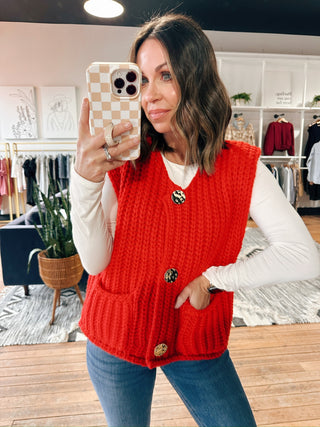Red Chunky Sweater Vest-SweatersWomen's Chunky Knit Sweater Vest | VerClare Boutique-Ivy Sleeveless Chunky Sweater Vest: Sleeveless. Sizes: S,M,L. Color: Olive. Fabric: Polyester. Free Shipping on $100+ orders with VerClare Boutique, Chenoa, IL. -VerClare Boutique