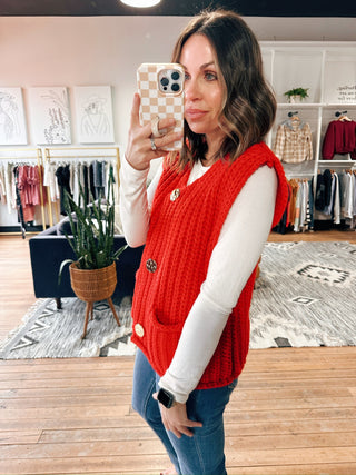 Red Chunky Sweater Vest-SweatersWomen's Chunky Knit Sweater Vest | VerClare Boutique-Ivy Sleeveless Chunky Sweater Vest: Sleeveless. Sizes: S,M,L. Color: Olive. Fabric: Polyester. Free Shipping on $100+ orders with VerClare Boutique, Chenoa, IL. -VerClare Boutique