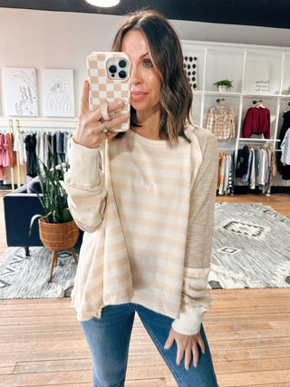 Dallon Contrast Top-Tops Basic Print-VerClare Boutique