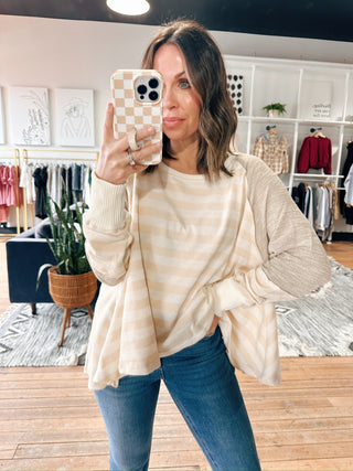 Dallon Contrast Top-Tops Basic Print-VerClare Boutique