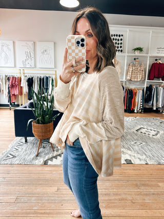 Dallon Contrast Top-Tops Basic Print-VerClare Boutique