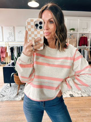 Dakota Striped Pullover-Tops Basic Print-VerClare Boutique