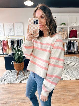Dakota Striped Pullover-Tops Basic Print-VerClare Boutique