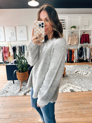 Giana Round Neck Sweater-SweatersWomen's Sweater | VerClare Boutique-Giana Round Neck Sweater: Sizes: S - L. Color: Diva Blue, Grey. Fabric: 50% Polyester 40% Nylon 10% Wool. Free Shipping on $100+ orders with VerClare Boutique. -VerClare Boutique