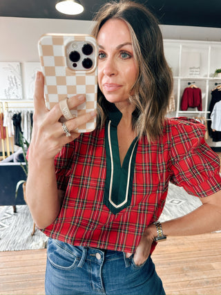 Merry Plaid Top-Tops Casual-VerClare Boutique
