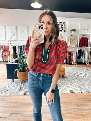 Merry Plaid Top-Tops Casual-VerClare Boutique