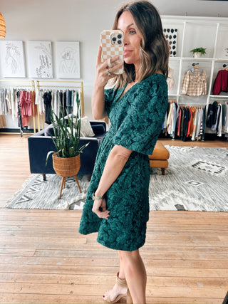 Vayla Floral Jacquard Dress-Dresses & RompersWomen's Dress | VerClare Boutique-Vayla Floral Jacquard Dress: Sizes: S - L. Color: Sea Green. Fabric: 100% Polyester. Free Shipping on $100+ orders with VerClare Boutique in Chenoa, IL. -VerClare Boutique