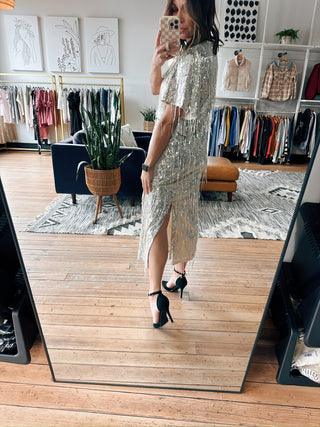 Maeli Sequin Fringe Skirt-Bottoms-VerClare Boutique