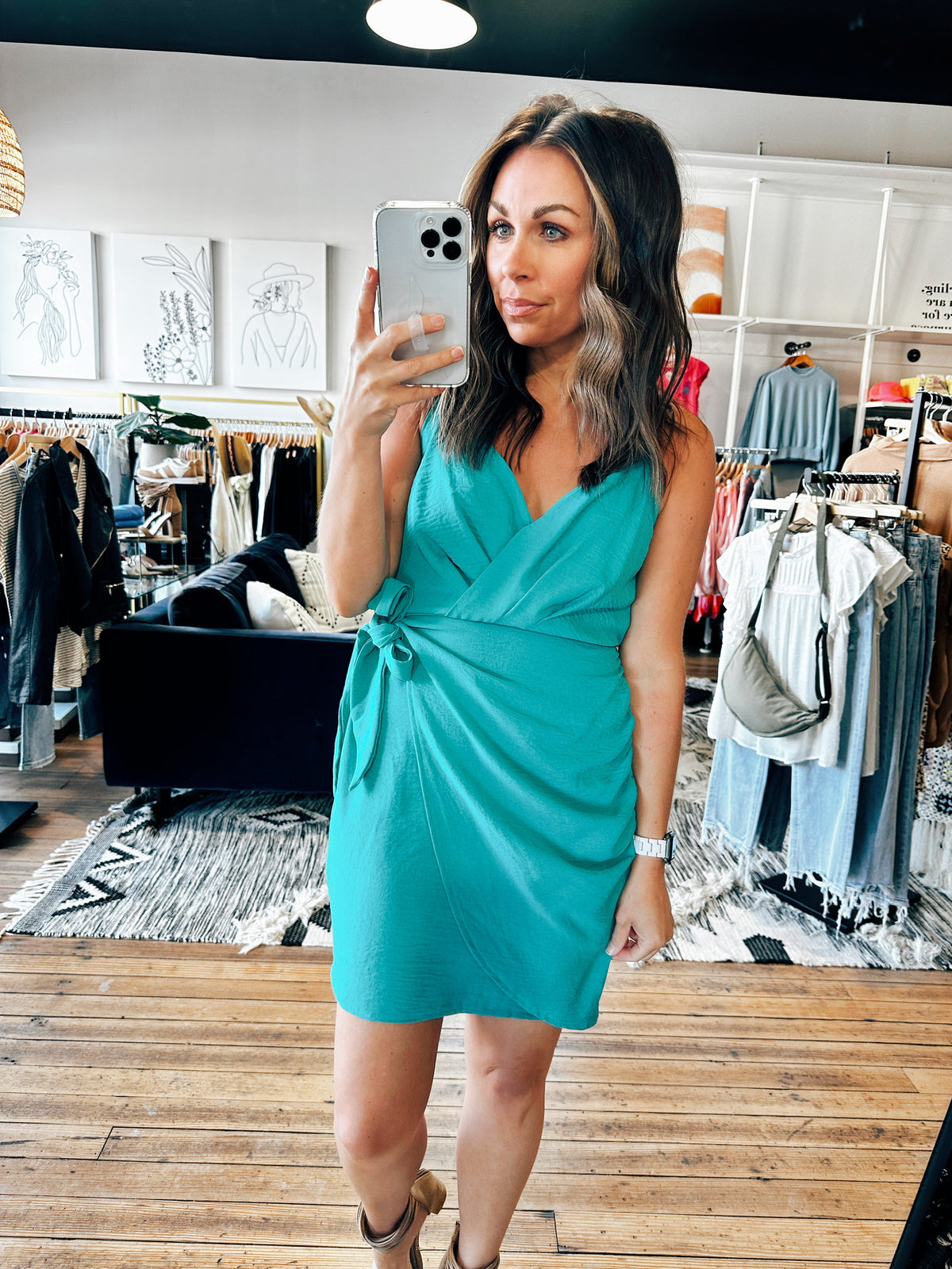 Emerald Front View. Jana Fitted Mini Dress-2 Colors-Dresses & Rompers-VerClare Boutique