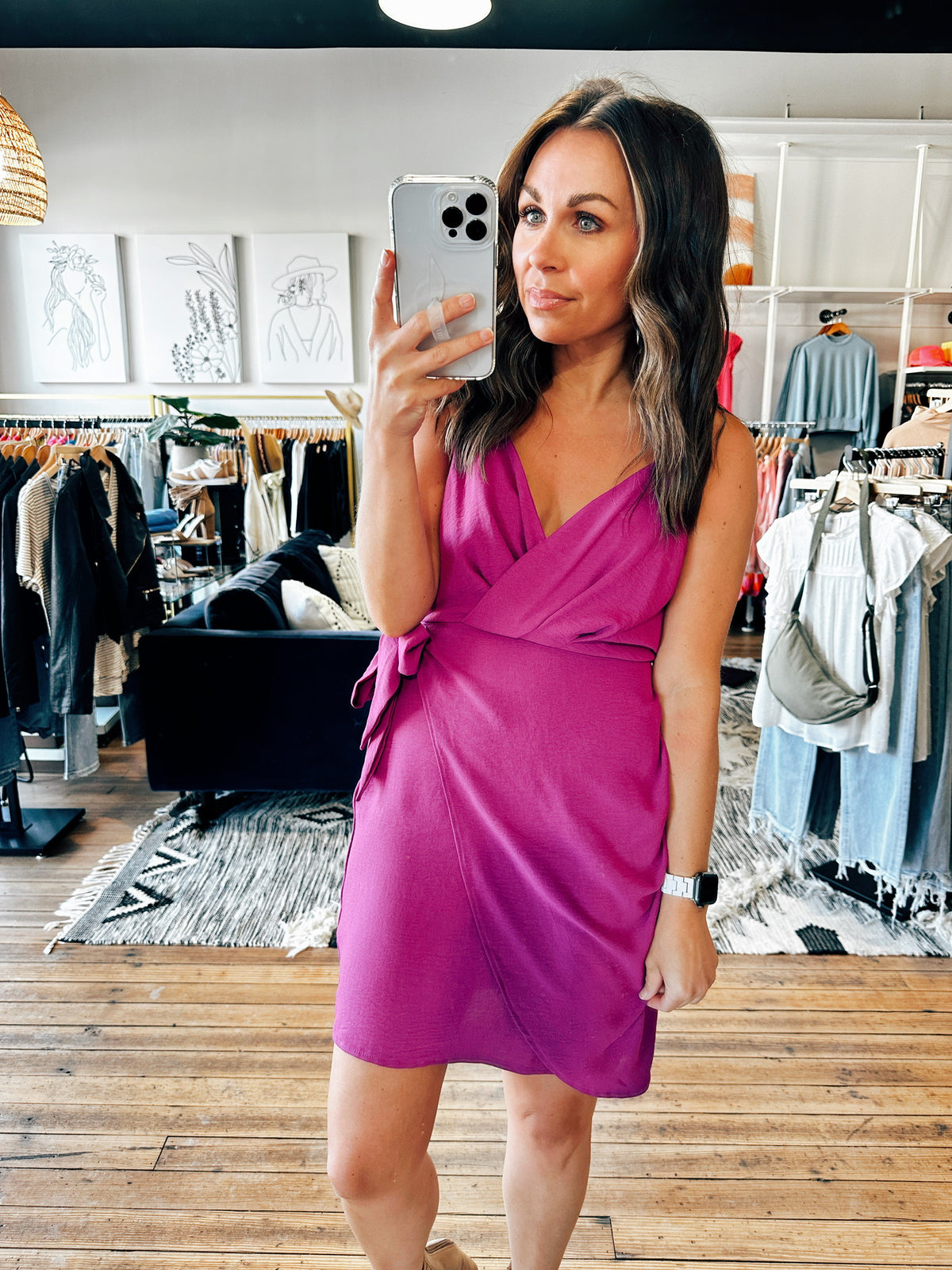 Magenta Front View. Jana Fitted Mini Dress-2 Colors-Dresses & Rompers-VerClare Boutique