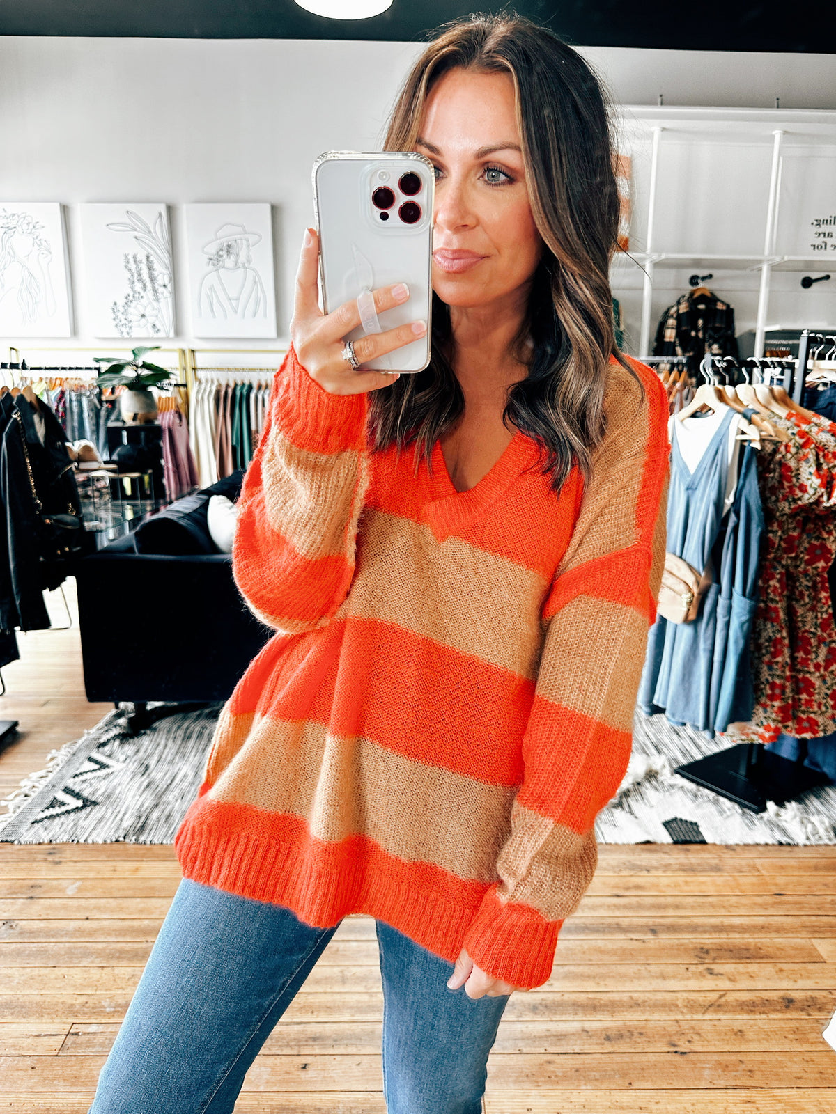 Coral Mocha Front View. Ollie Oversized Sweater-2 Colors-sweater-VerClare Boutique