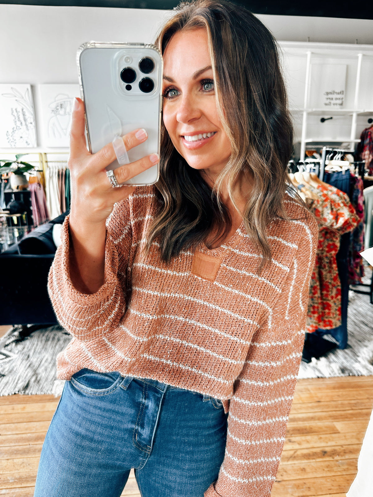 Sienna Striped Drop Shoulder Sweater-sweater-VerClare Boutique