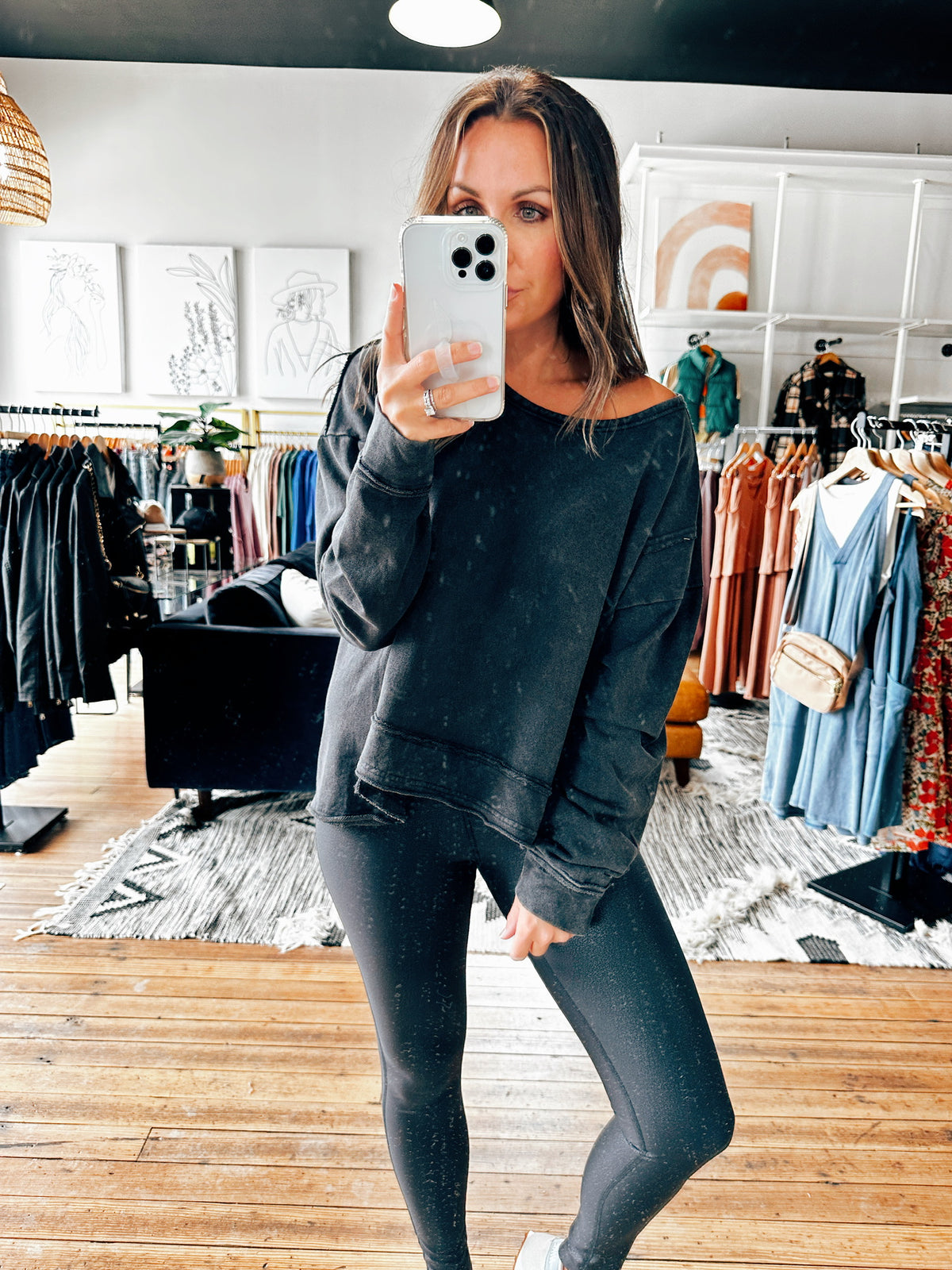 Distressed Black Side Slit Sweatshirt-Jackets & Kimonos-VerClare Boutique