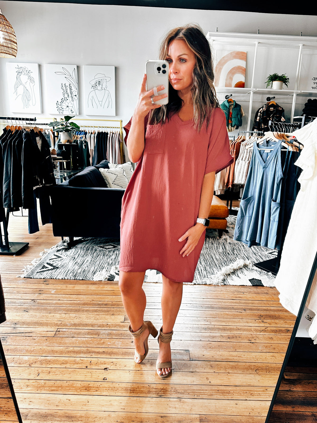 Vanna Crinkle T-Shirt Dress-2 Colors-Dresses & Rompers-VerClare Boutique