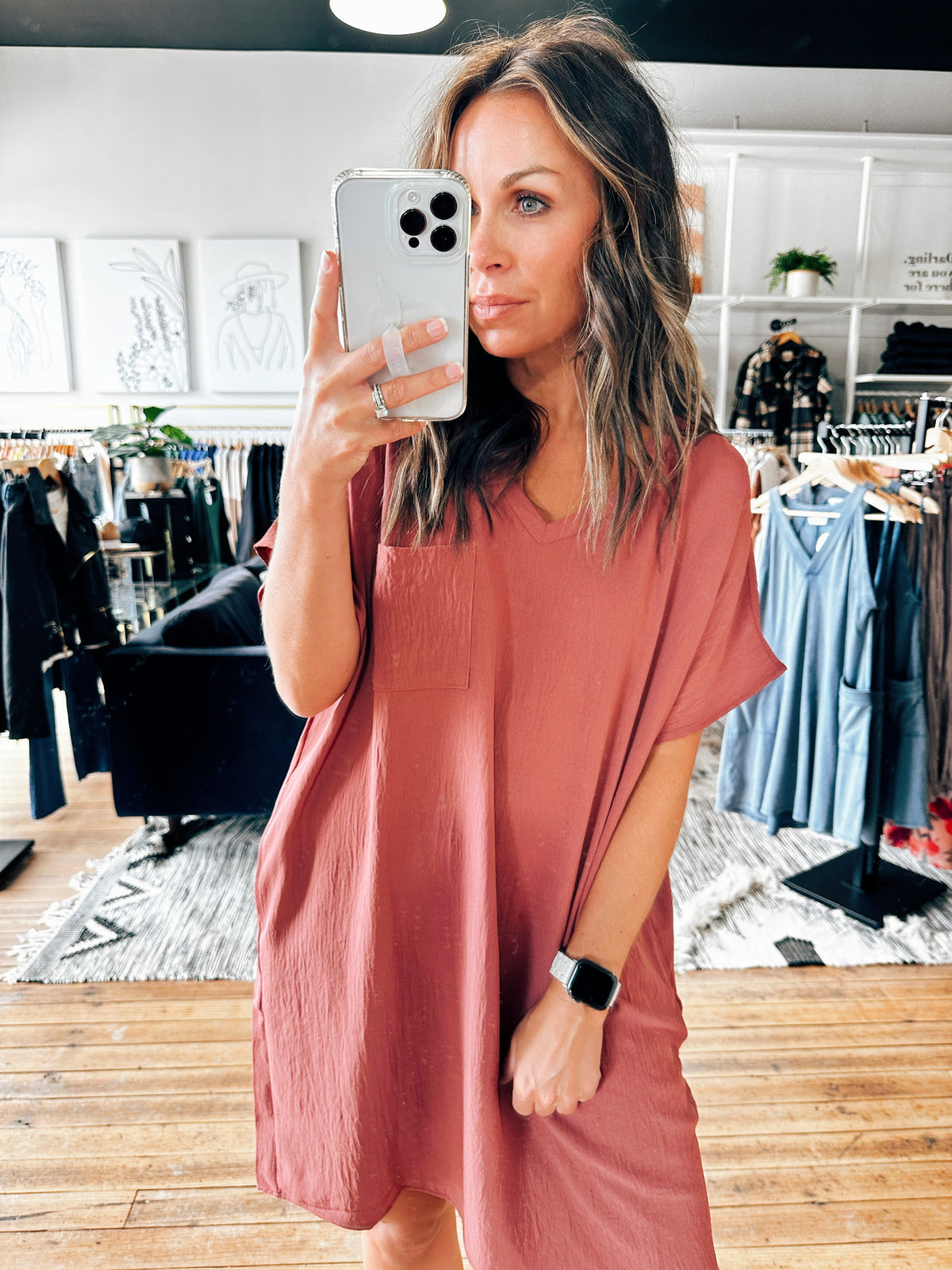 Vanna Crinkle T-Shirt Dress-2 Colors-Dresses & Rompers-VerClare Boutique