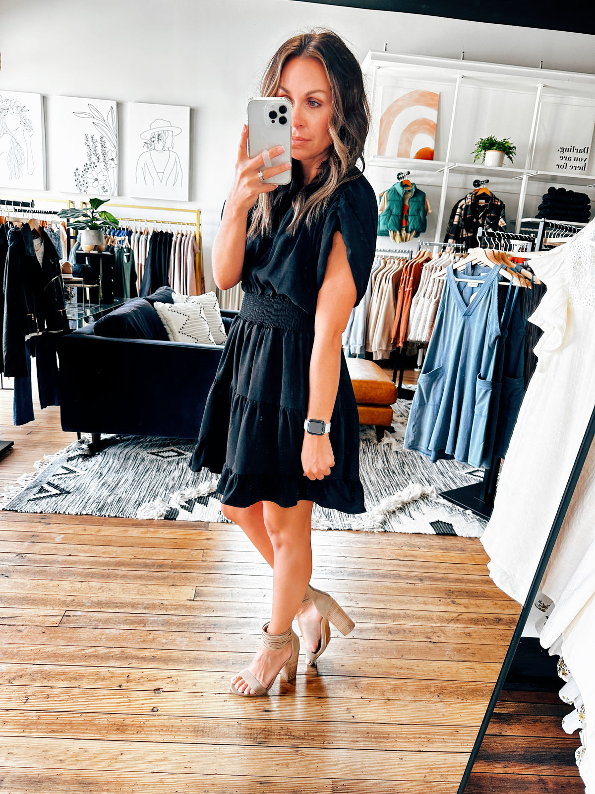 Randi Black Ruffled Dress-Dresses & Rompers-VerClare Boutique