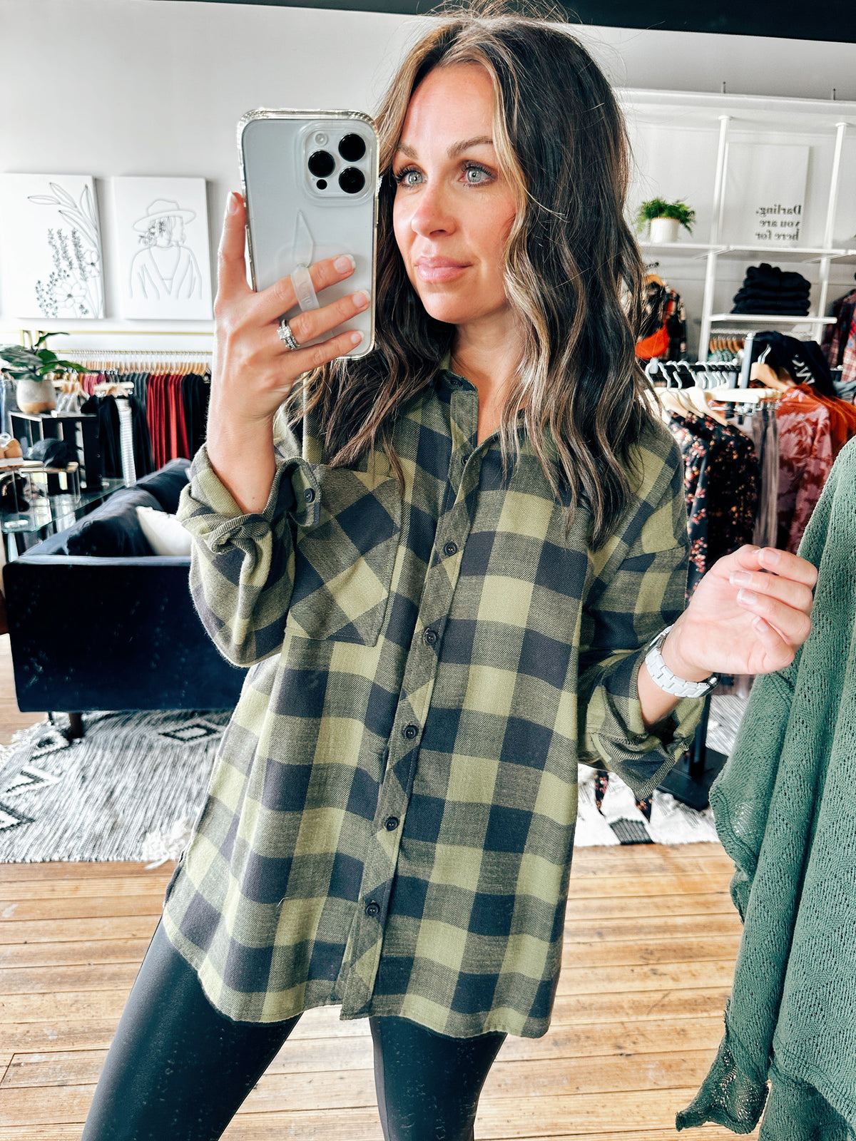 Gingham Boyfriend Flannel Shirt-3 Colors-Tops casual-VerClare Boutique