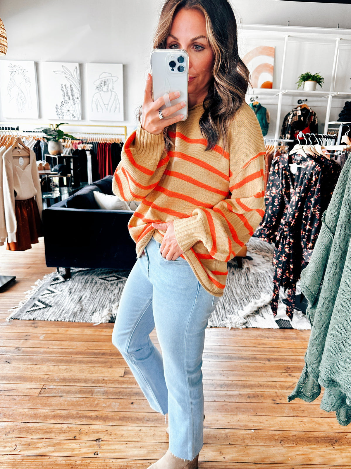 Leslie Striped Sweater-2 Colors-sweater-VerClare Boutique