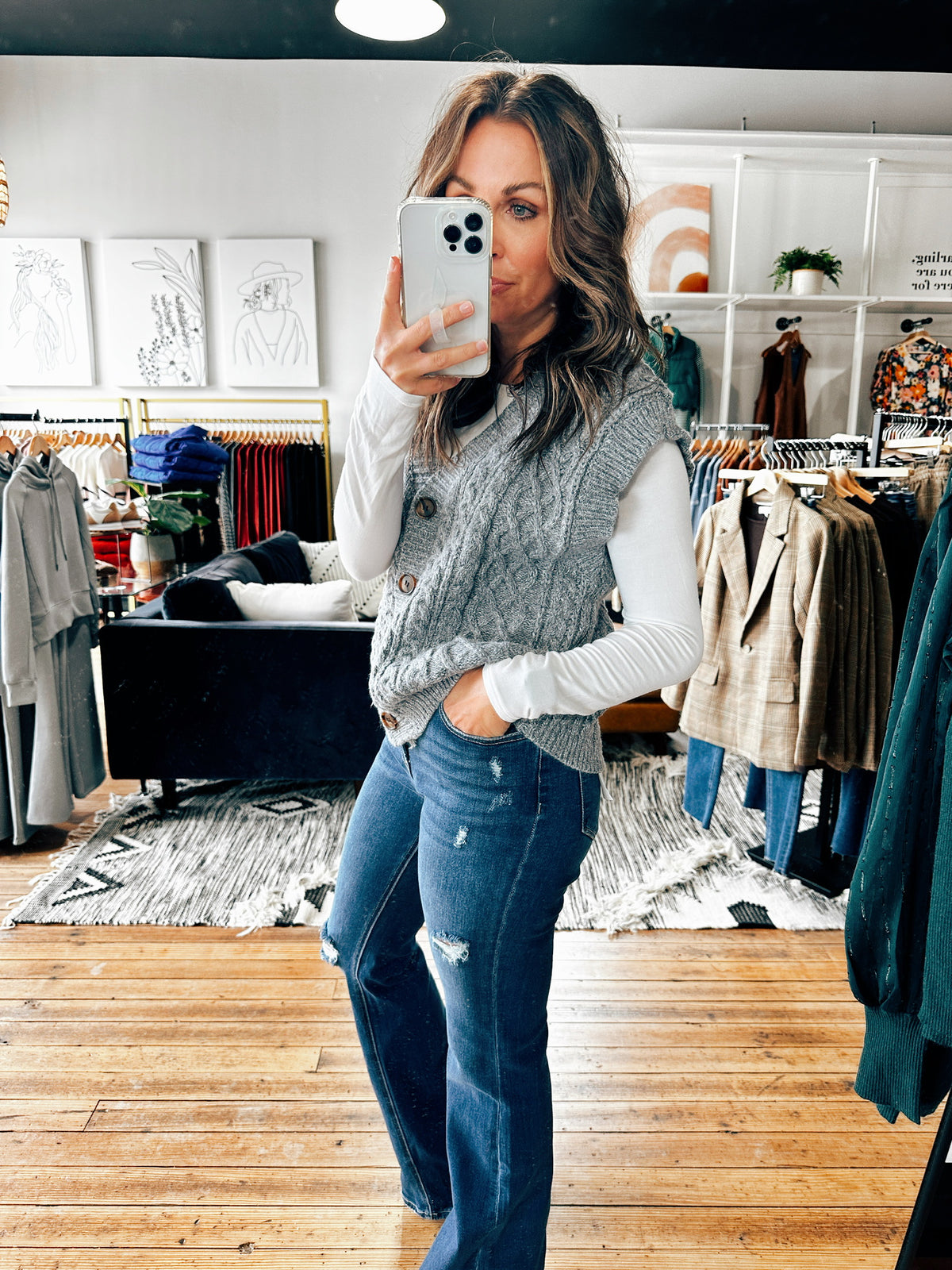 Chunky Button Down Vest-2 Colors-sweater-VerClare Boutique