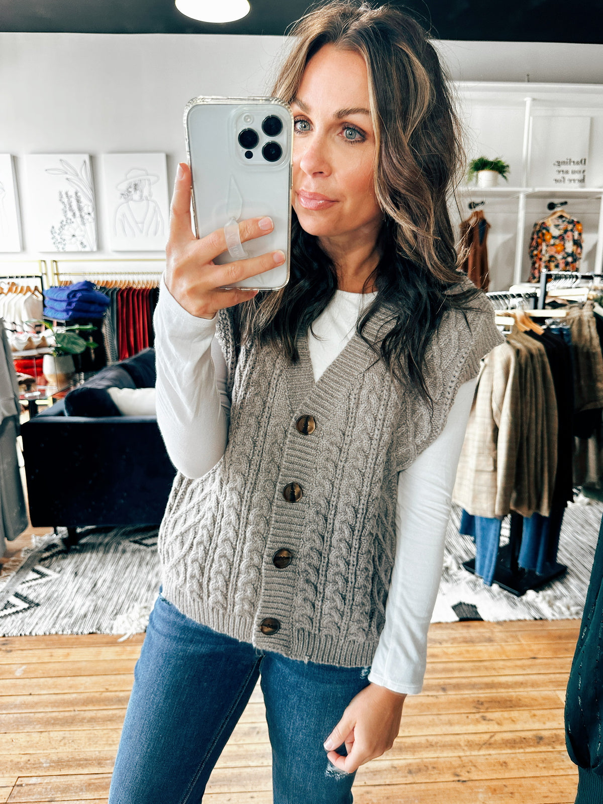 Chunky Button Down Vest-2 Colors-sweater-VerClare Boutique