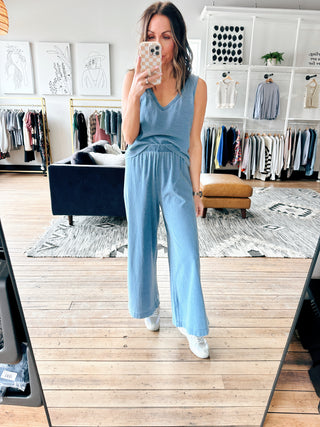 Scout Jersey Denim Pant - Santorini Indigo-BottomsWishlist Elaria Scallop Sweater Tank – M. Blue | VerClare Boutique | Chenoa, IL-Shop the Wishlist Elaria Scallop Sweater Tank in M. Blue. A lightweight sweater tank with feminine scalloped details, perfect for layering or wearing solo. Available now at VerClare Boutique! | VerClare Boutique | Chenoa, IL-VerClare Boutique