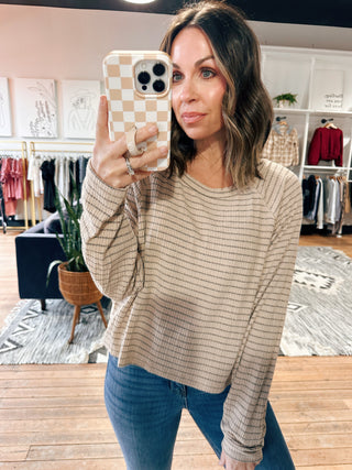 Coffee Date Long Sleeve Top-Tops Basic Print-VerClare Boutique